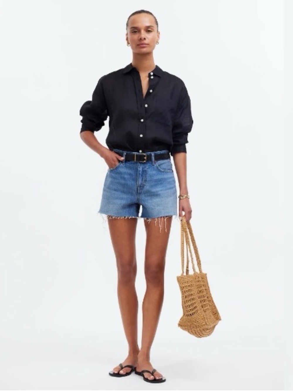 ~sold~Madewell Relaxed Denim Shorts Raw Hem, Sz 30